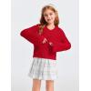 imageImily Bela Girls Bell Sleeve V Neck Knit Sweaters Kids Fashion Crop Pullover Sweater TopsRed