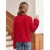 imageImily Bela Girls Bell Sleeve V Neck Knit Sweaters Kids Fashion Crop Pullover Sweater TopsRed