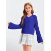 imageImily Bela Girls Bell Sleeve V Neck Knit Sweaters Kids Fashion Crop Pullover Sweater TopsRoyal Blue