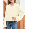 imageImily Bela Girls Bell Sleeve V Neck Knit Sweaters Kids Fashion Crop Pullover Sweater TopsWhite