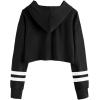 imageImily Bela Kids Crop Tops Girls Striped Long Sleeve Fashion Hoodies Pullover SweatshirtsBlack