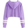 imageImily Bela Kids Crop Tops Girls Striped Long Sleeve Fashion Hoodies Pullover SweatshirtsPurple