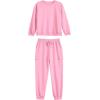 imageImily Bela Kids Girls Sweatsuit Lounge sets Crewneck Sweatshirt Casual Drawstring Sweatpants with PocketPink