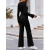 imageImily Bela Lounge Sets for Women 2 Piece Pajama Sets Split Long Sleeve Crop Tops and Straight Leg Pants TracksuitsBlack