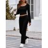 imageImily Bela Lounge Sets for Women 2 Piece Pajama Sets Split Long Sleeve Crop Tops and Straight Leg Pants TracksuitsBlack