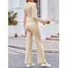 imageImily Bela Lounge Sets for Women 2 Piece Pajama Sets Split Long Sleeve Crop Tops and Straight Leg Pants TracksuitsLight Brown