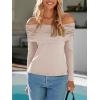 imageImily Bela Womens Off The Shoulder Long Sleeve Blouse Shirts Tops Slim Fitted Sexy Going Out Nightout Club Party Y2KApricot