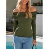 imageImily Bela Womens Off The Shoulder Long Sleeve Blouse Shirts Tops Slim Fitted Sexy Going Out Nightout Club Party Y2KArmy Green