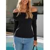 imageImily Bela Womens Off The Shoulder Long Sleeve Blouse Shirts Tops Slim Fitted Sexy Going Out Nightout Club Party Y2KBlack