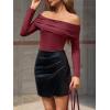 imageImily Bela Womens Off The Shoulder Long Sleeve Blouse Shirts Tops Slim Fitted Sexy Going Out Nightout Club Party Y2KBurgundy