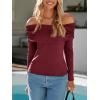imageImily Bela Womens Off The Shoulder Long Sleeve Blouse Shirts Tops Slim Fitted Sexy Going Out Nightout Club Party Y2KBurgundy