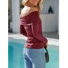 imageImily Bela Womens Off The Shoulder Long Sleeve Blouse Shirts Tops Slim Fitted Sexy Going Out Nightout Club Party Y2KBurgundy
