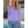 imageImily Bela Womens Off The Shoulder Long Sleeve Blouse Shirts Tops Slim Fitted Sexy Going Out Nightout Club Party Y2KLavender
