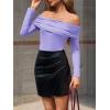imageImily Bela Womens Off The Shoulder Long Sleeve Blouse Shirts Tops Slim Fitted Sexy Going Out Nightout Club Party Y2KLavender