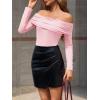 imageImily Bela Womens Off The Shoulder Long Sleeve Blouse Shirts Tops Slim Fitted Sexy Going Out Nightout Club Party Y2KPink