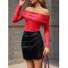 imageImily Bela Womens Off The Shoulder Long Sleeve Blouse Shirts Tops Slim Fitted Sexy Going Out Nightout Club Party Y2KRed