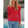 imageImily Bela Womens Off The Shoulder Long Sleeve Blouse Shirts Tops Slim Fitted Sexy Going Out Nightout Club Party Y2KRed