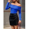 imageImily Bela Womens Off The Shoulder Long Sleeve Blouse Shirts Tops Slim Fitted Sexy Going Out Nightout Club Party Y2KRoyal Blue