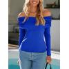 imageImily Bela Womens Off The Shoulder Long Sleeve Blouse Shirts Tops Slim Fitted Sexy Going Out Nightout Club Party Y2KRoyal Blue