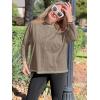 imageImily Bela Womens Oversized Tops Long Sleeve Shirts Exposed Line Round Neck Tee Side Slit Cotton Basic Top 2025Khaki