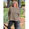 imageImily Bela Womens Oversized Tops Long Sleeve Shirts Exposed Line Round Neck Tee Side Slit Cotton Basic Top 2025Khaki