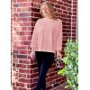 imageImily Bela Womens Oversized Tops Long Sleeve Shirts Exposed Line Round Neck Tee Side Slit Cotton Basic Top 2025Pink