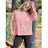 imageImily Bela Womens Oversized Tops Long Sleeve Shirts Exposed Line Round Neck Tee Side Slit Cotton Basic Top 2025Pink