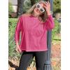 imageImily Bela Womens Oversized Tops Long Sleeve Shirts Exposed Line Round Neck Tee Side Slit Cotton Basic Top 2025Rose Red