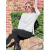 imageImily Bela Womens Oversized Tops Long Sleeve Shirts Exposed Line Round Neck Tee Side Slit Cotton Basic Top 2025White