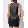 imageImily Bela Womens Sequin Vest Sleeveless V Neck Tie Front Sparkly Party WaistcoatBlack