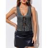 imageImily Bela Womens Sequin Vest Sleeveless V Neck Tie Front Sparkly Party WaistcoatBlack