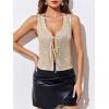 imageImily Bela Womens Sequin Vest Sleeveless V Neck Tie Front Sparkly Party WaistcoatGold