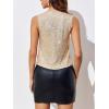 imageImily Bela Womens Sequin Vest Sleeveless V Neck Tie Front Sparkly Party WaistcoatGold