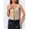 imageImily Bela Womens Sequin Vest Sleeveless V Neck Tie Front Sparkly Party WaistcoatGold