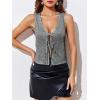 imageImily Bela Womens Sequin Vest Sleeveless V Neck Tie Front Sparkly Party WaistcoatLight Grey