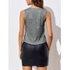 imageImily Bela Womens Sequin Vest Sleeveless V Neck Tie Front Sparkly Party WaistcoatLight Grey