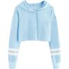 imageImily Bela Kids Crop Tops Girls Striped Long Sleeve Fashion Hoodies Pullover SweatshirtsBlue
