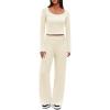 imageImily Bela Lounge Sets for Women 2 Piece Pajama Sets Split Long Sleeve Crop Tops and Straight Leg Pants TracksuitsBeige
