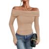 imageImily Bela Womens Off The Shoulder Long Sleeve Blouse Shirts Tops Slim Fitted Sexy Going Out Nightout Club Party Y2KCoffee