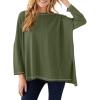 imageImily Bela Womens Oversized Tops Long Sleeve Shirts Exposed Line Round Neck Tee Side Slit Cotton Basic Top 2025Army Green