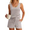 imageImily Bela Womens Pajama Sets 2 Piece Sleeveless Summer Pjs Ribbed Knit Tank Top and Shorts Cute Lounge SleepwearKhaki