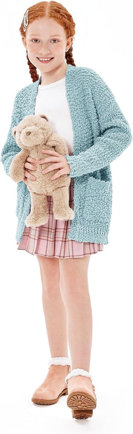imageImily Bela Girls Cardigan Open Front Popcorn Knit Long Sleeve Sweaters Coat with PocketsWathet