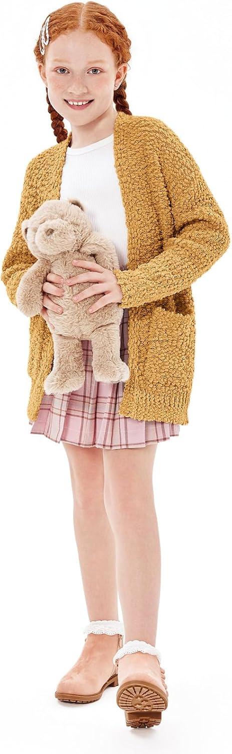 imageImily Bela Girls Cardigan Open Front Popcorn Knit Long Sleeve Sweaters Coat with PocketsYellow2
