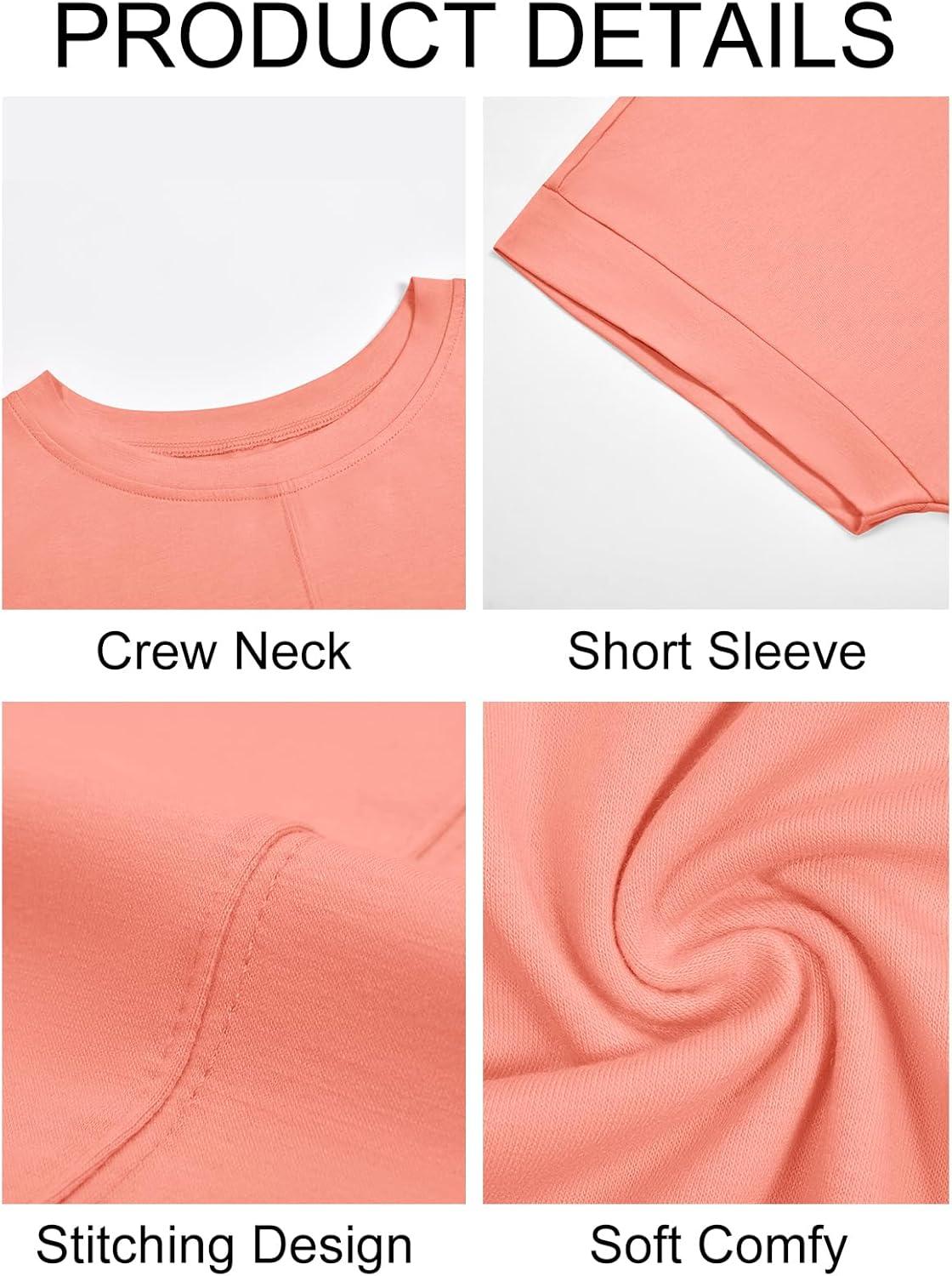 imageImily Bela Womens Short Sleeve T Shirts Summer Crew Neck Dressy Casual Tops Basic Trendy TeesCoral