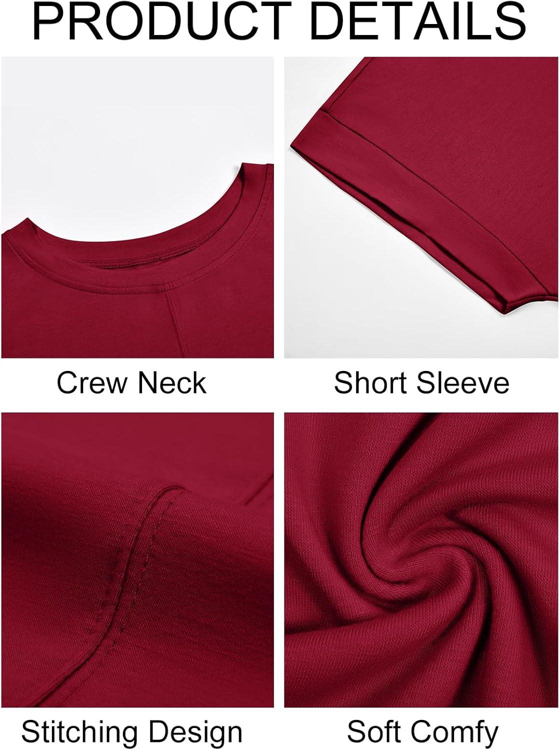 imageImily Bela Womens Short Sleeve T Shirts Summer Crew Neck Dressy Casual Tops Basic Trendy TeesWine Red