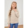 imageGirls Pullover Sweaters Kids Long Sleeve Drop Shoulder Sweaters Casual Boat Neck Knit Jumper TopsApricot