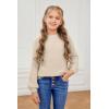 imageGirls Pullover Sweaters Kids Long Sleeve Drop Shoulder Sweaters Casual Boat Neck Knit Jumper TopsApricot