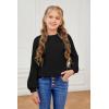 imageGirls Pullover Sweaters Kids Long Sleeve Drop Shoulder Sweaters Casual Boat Neck Knit Jumper TopsBlack