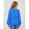 imageGirls Pullover Sweaters Kids Long Sleeve Drop Shoulder Sweaters Casual Boat Neck Knit Jumper TopsBright Blue