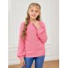 imageGirls Pullover Sweaters Kids Long Sleeve Drop Shoulder Sweaters Casual Boat Neck Knit Jumper TopsBright Pink